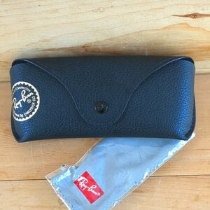 Ray-Ban Black Sunglasses Case with Gold Logo includes Polishing Cloth NWOT